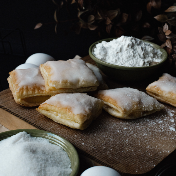 napoleones with powdered sugar on top