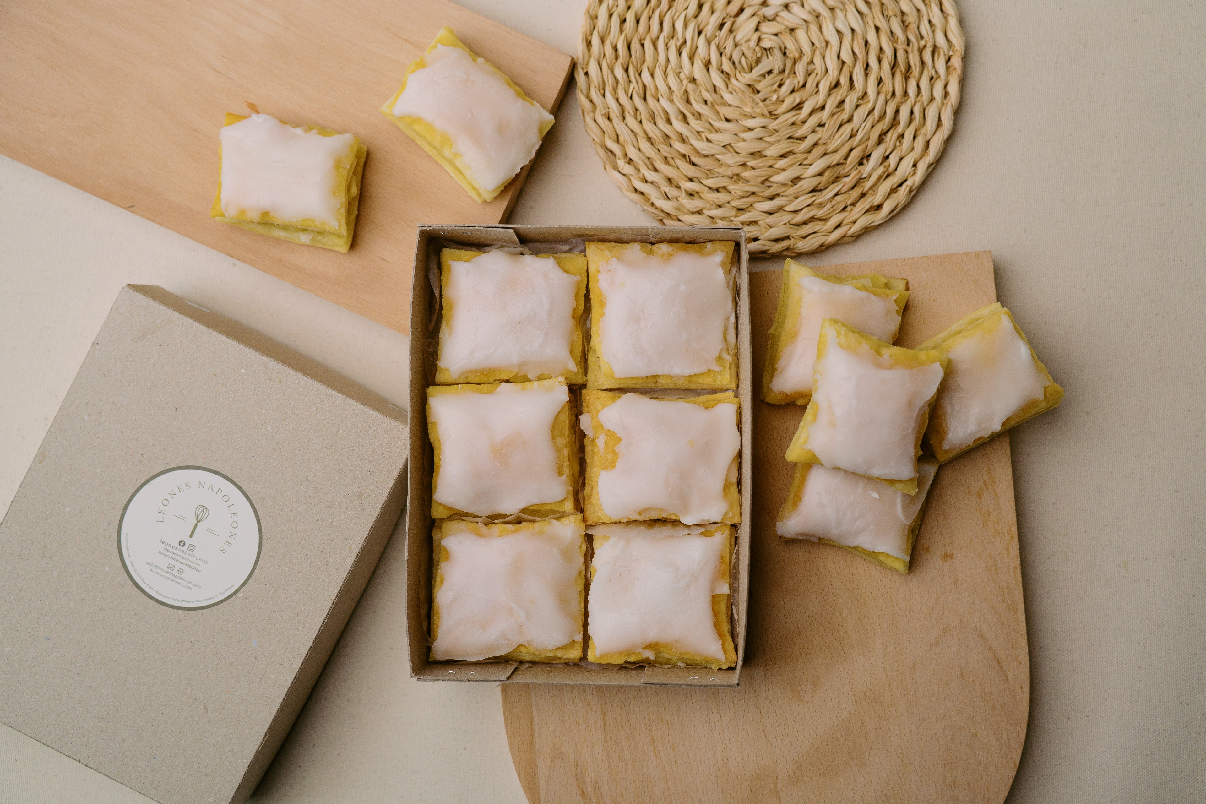 Fresh Bacolod Napoleones pastries in Leones Tasting Box packaging